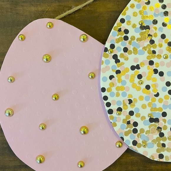 Large Wood Easter Eggs Sign Easter Decoration Spring Home GOLD PINKS BLUES Decor - Picture 13 of 15